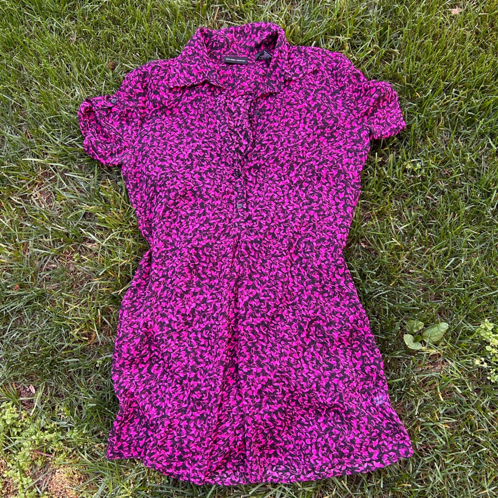 New york and company Fuchsia + Black Floral Button-Front Dress